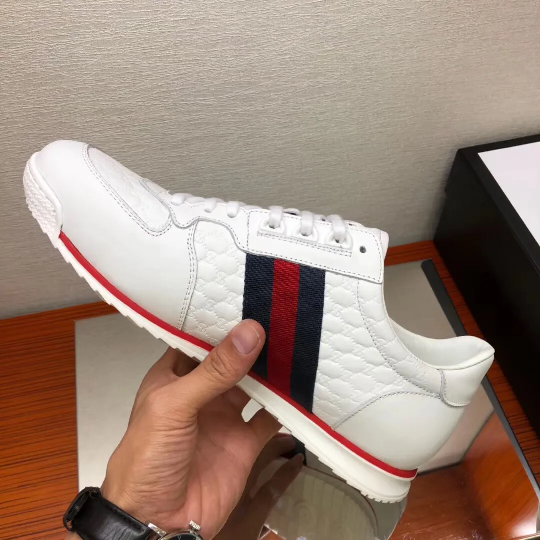Men's men's shoes 💰440 [New style] 🎍🎍Gucci - the same model as the classic Gucci popular casual shoes counter, size: 38-45 imported cowhide upper ➕ imported cotton sheepskin, high-density latex pad for the feet, rubber outsole, best-selling hot 🔥